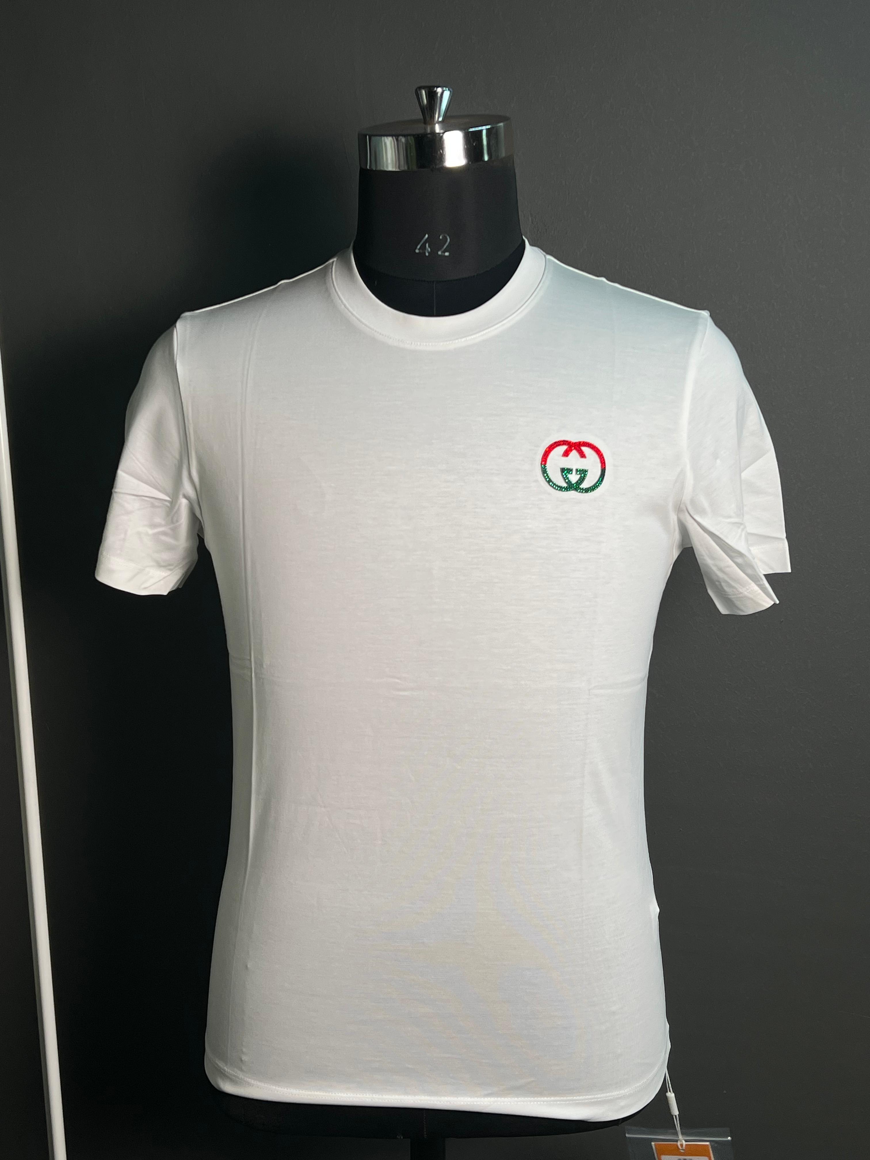 White Minimal Logo Embroidered T-Shirt