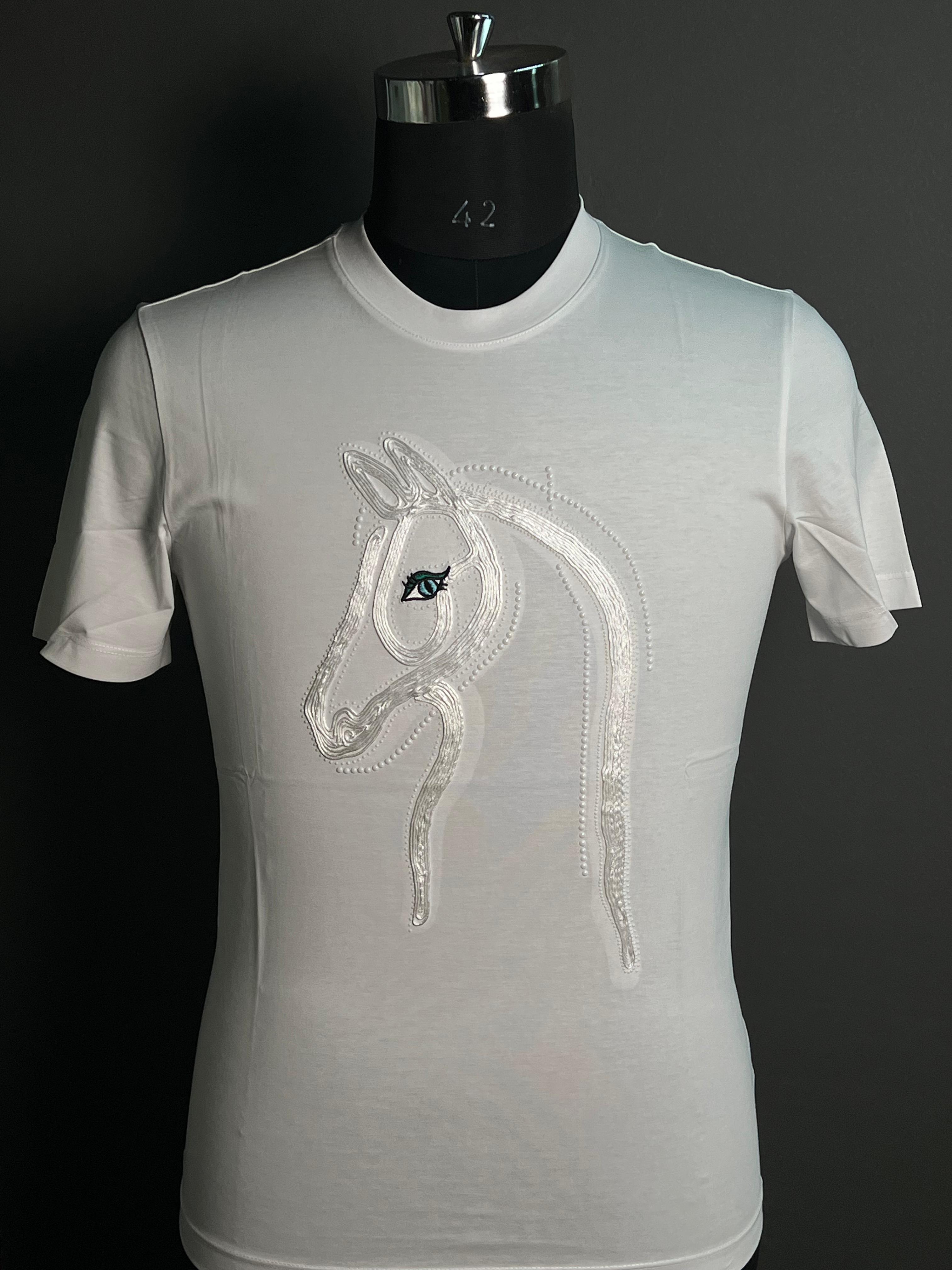 White Embroidered Graphic T-Shirt