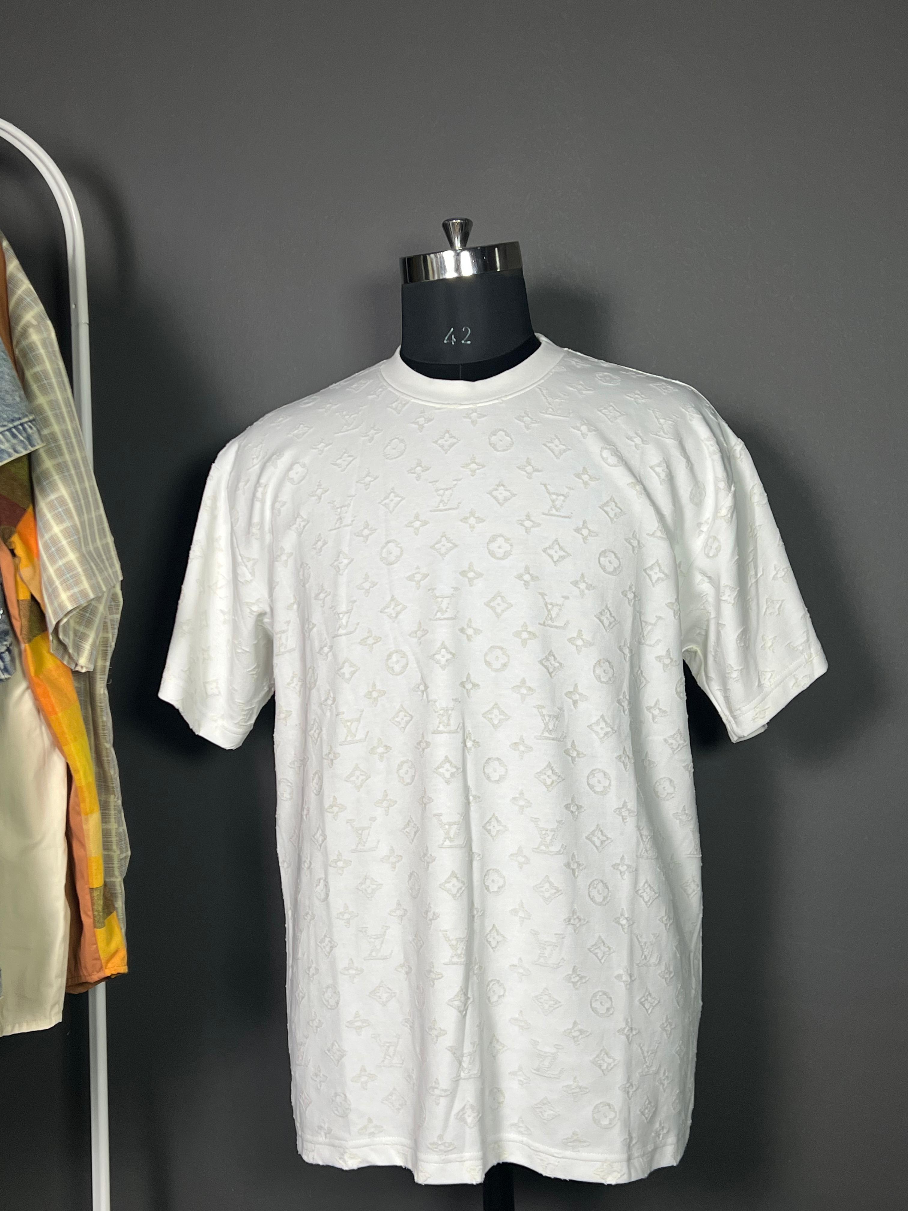 White Tonal Pattern Luxury T-Shirt