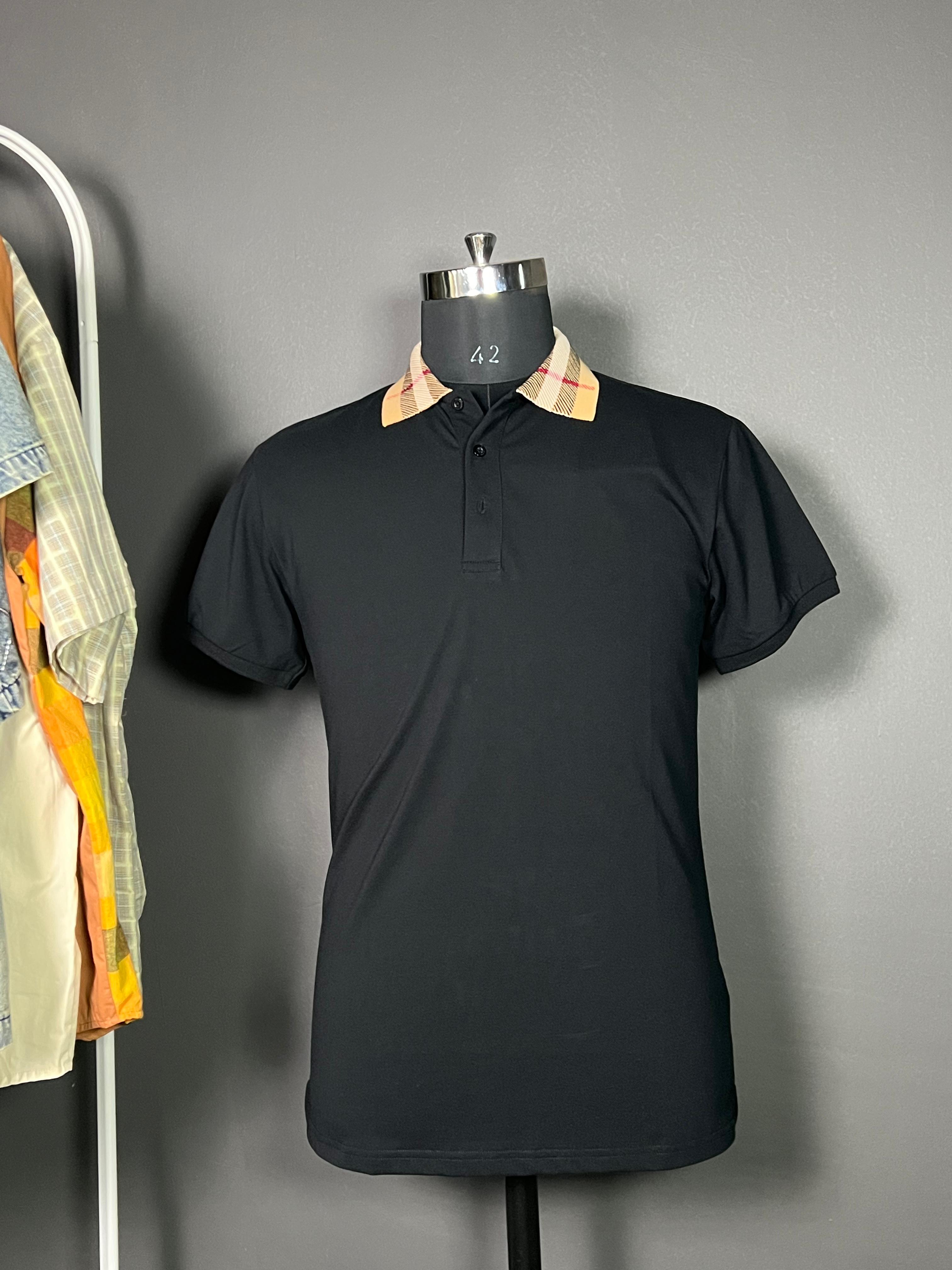 Polo T-Shirt with Checked Collar