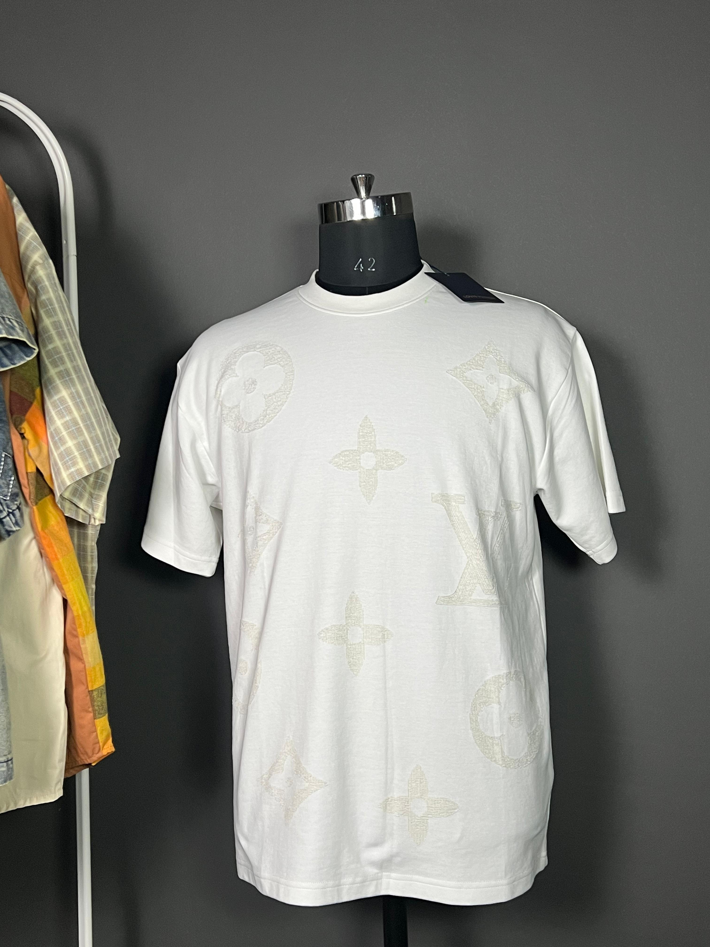 White Tonal Pattern Luxury T-Shirt